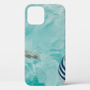 Girl wearing swimsuit and swims in swimming pool iPhone 12 case