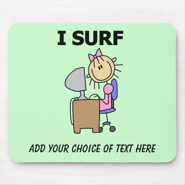 Girl Web Surfing Customisable Mousepad (Front)