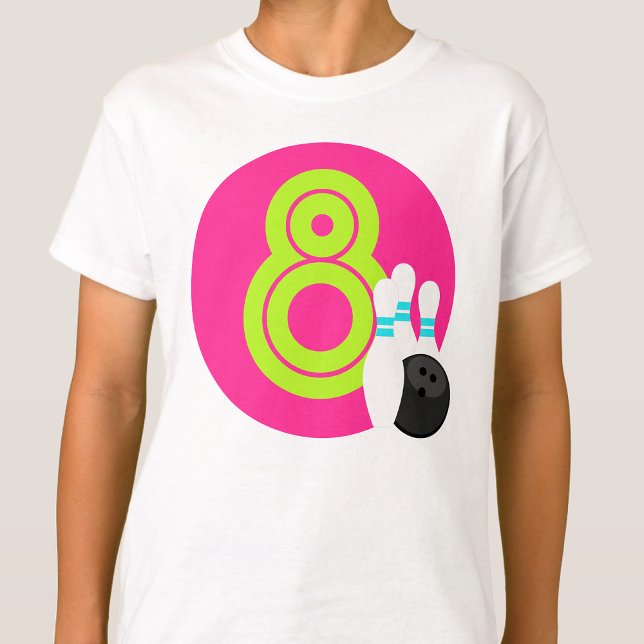 Girl White Neon Bowling Birthday Shirt (Creator Uploaded)