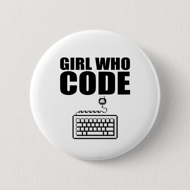 Girl who code 6 cm round badge (Front)