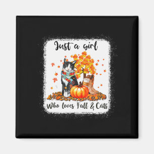 Girl Who Love Fall And Cats Pumpkin Cat Halloween Magnet