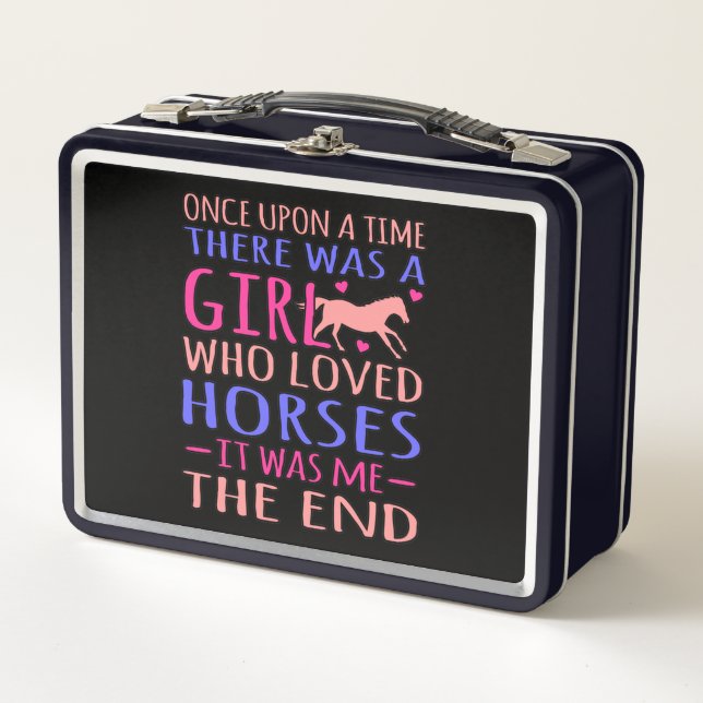 Girl Who Loved Horses Barrel Racer Horse Racing Gr Metal Lunch Box (Front)