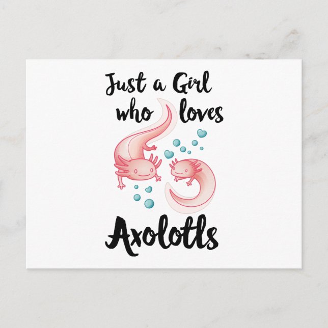 Girl who loves Axolotls Cute Axolotl Gift Women Postcard (Front)