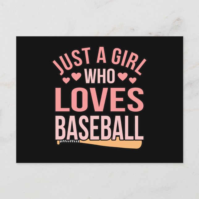 Girl Who Loves Baseball Sports Player Lover Coach Announcement Postcard (Front)