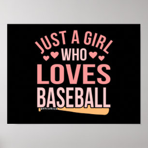 Girl Who Loves Baseball Sports Player Lover Coach Poster