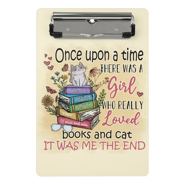 Girl Who Loves Books and Cats Mini Clipboard (Front)