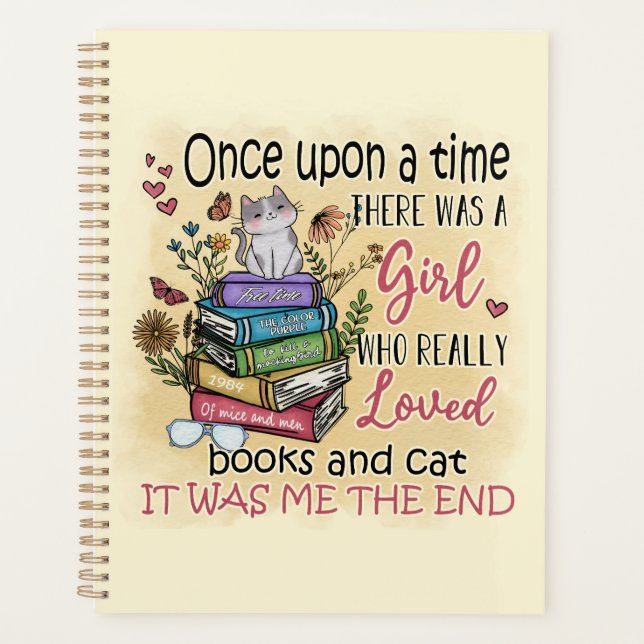 Girl Who Loves Books and Cats Planner (Front)