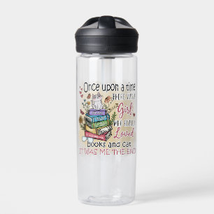 Girl Who Loves Books and Cats Water Bottle