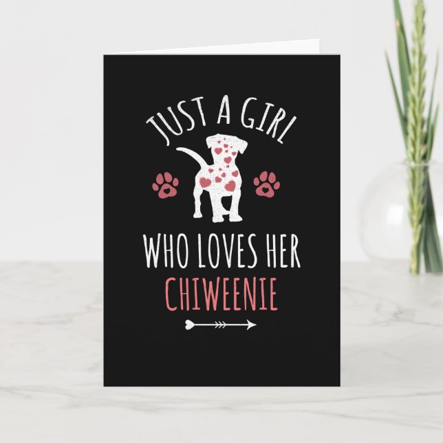 Girl Who Loves Chiweenie Dog Owner Gifts Card (Front)