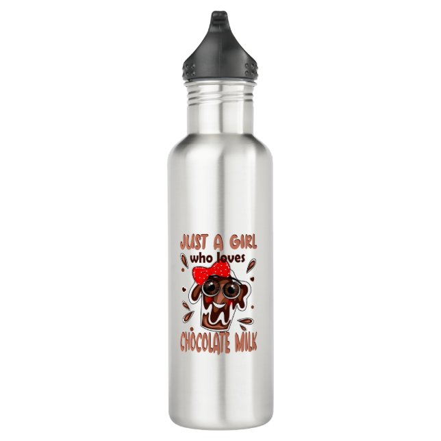 Girl Who Loves Chocolate Milk, Cute Kawaii Brown 710 Ml Water Bottle (Right)