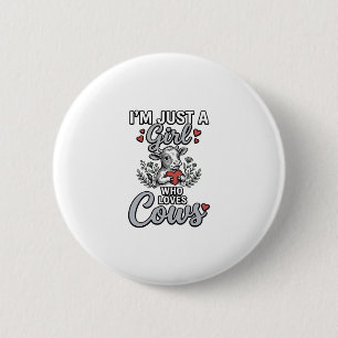 Girl Who Loves Cows Vintage Cute Cow Shirt Design_ 6 Cm Round Badge