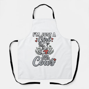 Girl Who Loves Cows Vintage Cute Cow Shirt Design_ Apron