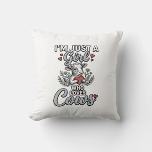 Girl Who Loves Cows Vintage Cute Cow Shirt Design_ Cushion