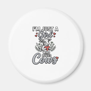 Girl Who Loves Cows Vintage Cute Cow Shirt Design_ Magnet