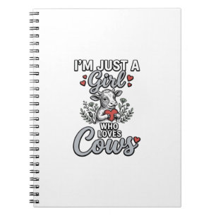 Girl Who Loves Cows Vintage Cute Cow Shirt Design_ Notebook