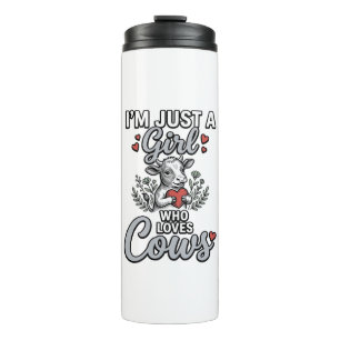 Girl Who Loves Cows Vintage Cute Cow Shirt Design_ Thermal Tumbler