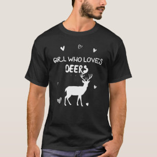 Girl Who Loves Deers Cute Red Deer Silhouette T-Shirt