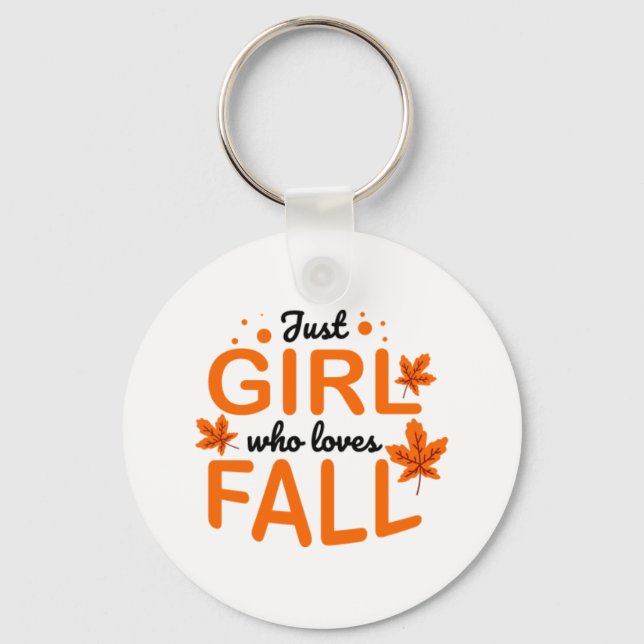 Girl Who Loves Fall Print Key Ring (Front)