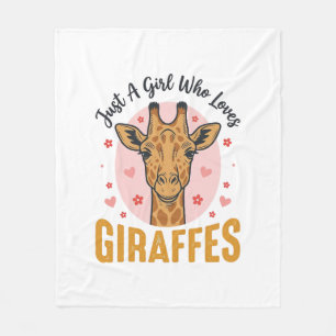 Girl Who Loves Giraffes Vintage Engraving Design_1 Fleece Blanket