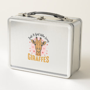 Girl Who Loves Giraffes Vintage Engraving Design_1 Metal Lunch Box