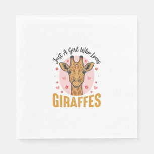 Girl Who Loves Giraffes Vintage Engraving Design_1 Napkin