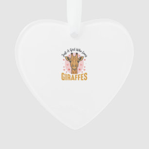 Girl Who Loves Giraffes Vintage Engraving Design_1 Ornament