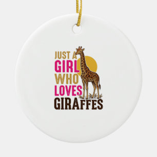 Girl Who Loves Giraffes Vintage Giraffe Shirt Desi Ceramic Tree Decoration