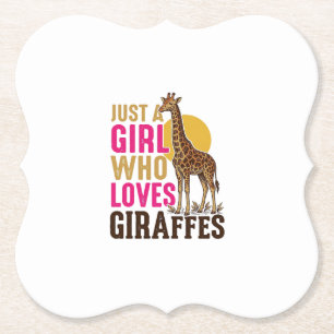 Girl Who Loves Giraffes Vintage Giraffe Shirt Desi Paper Coaster