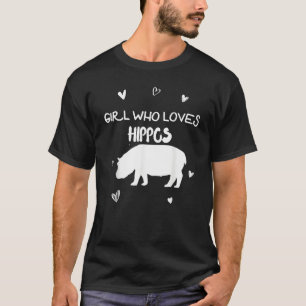 Girl Who Loves Hippos Large African Animal Hippopo T-Shirt