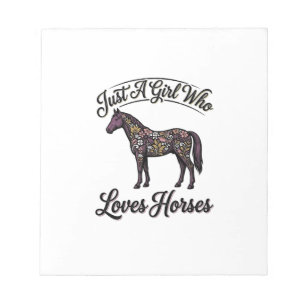 Girl Who Loves Horses Vintage Floral Horse Design Notepad