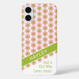 Girl Who Loves Jesus Pink Daisy iPhone 16 Plus Case