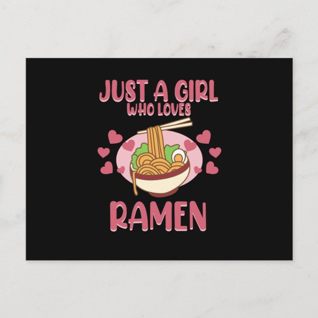 Girl Who Loves Ramen Anime Kawaii Ramen Noodles Gr Invitation Postcard (Front)
