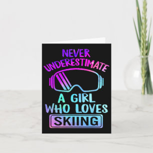Girl Who Loves Skiing Lady Woman Ski Snowboarding Card