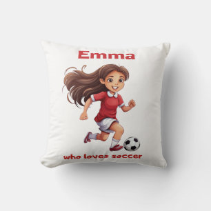 Girl Who Loves Soccer with your Name Cushion