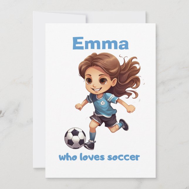 Girl Who Loves Soccer with your Name Holiday Card (Front)