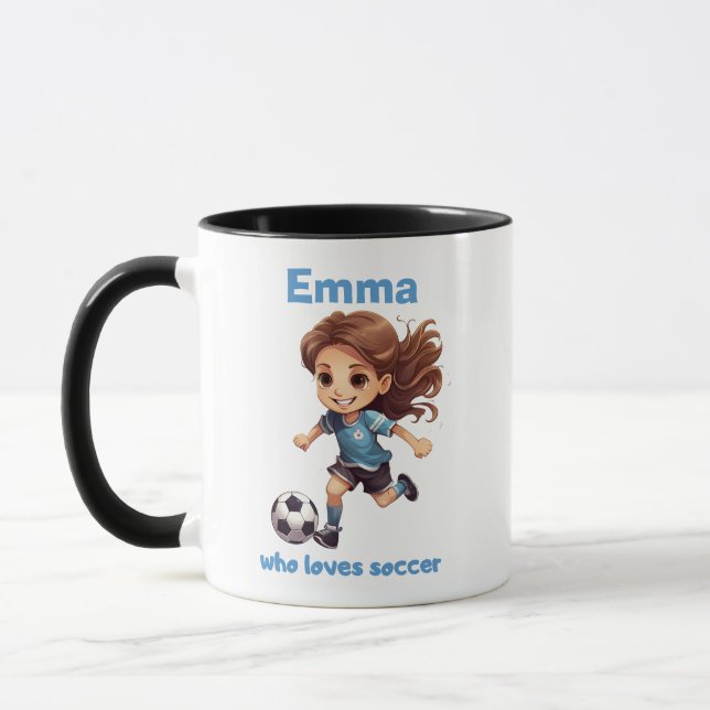 Girl Who Loves Soccer with your Name Mug (Left)