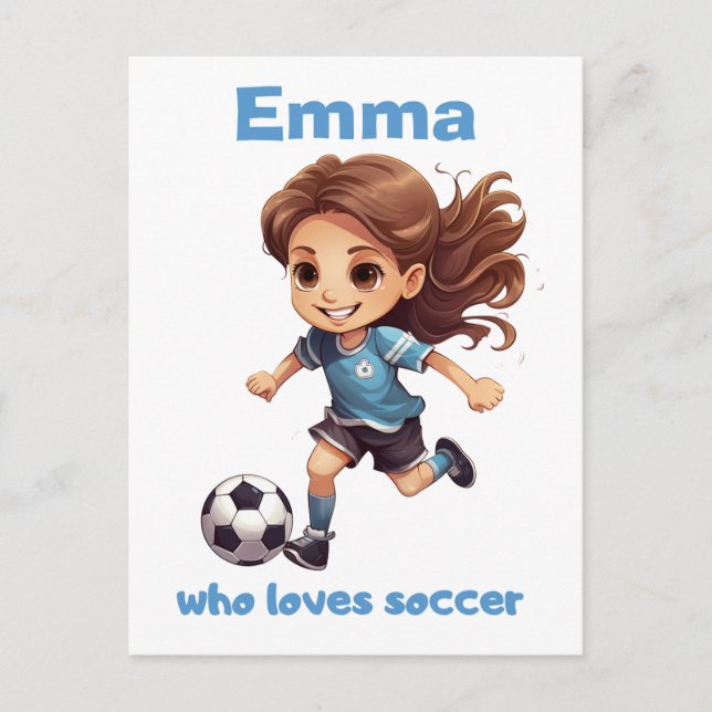 Girl Who Loves Soccer with your Name Postcard (Front)