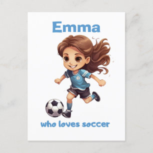 Girl Who Loves Soccer with your Name Postcard