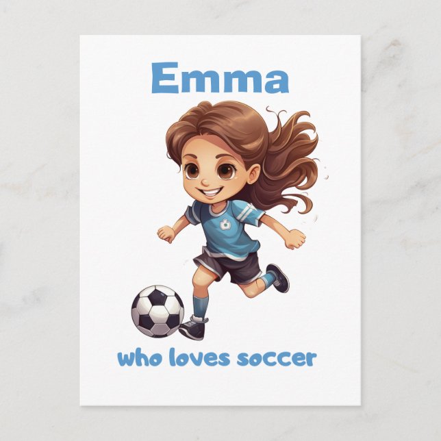 Girl Who Loves Soccer with your Name Postcard (Front)