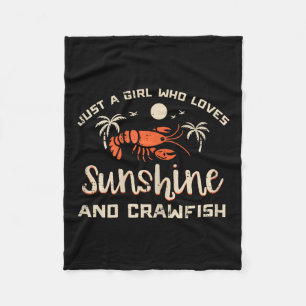 Girl Who Loves Sunshine Crawfish Crayfish Girls Ki Fleece Blanket