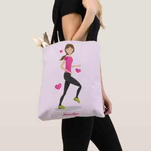 Girl Who Loves To Run Illustration With Name Tote Bag