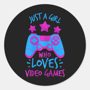 Girl Who Loves Video Games Game T Shirts For Girls Classic Round Sticker
