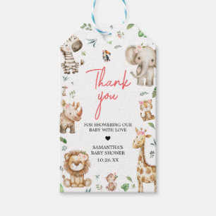 Girl Wild One Safari Baby Shower Favour Tags