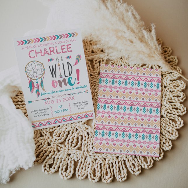 Girl Wild One Tribal Birthday Boho Invitation (Creator Uploaded)