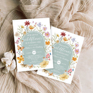 Girl Wildflower 1st Birthday Party Invitation