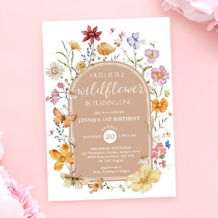 Girl Wildflower 1st Birthday Party Invitation