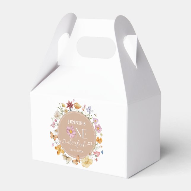 Girl Wildflower Onederful 1st Birthday Party Favour Box (Front Side)