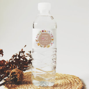 Girl Wildflower Onederful 1st Birthday Party Water Bottle Label
