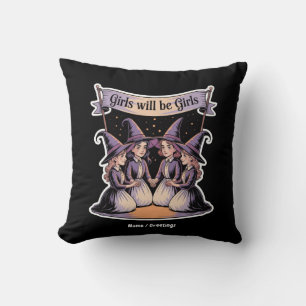 Girl Will Be Girl Funny Witch Halloween Feminism Cushion