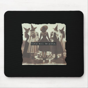 Girl Will Be Girl Funny Witch Halloween Vibes Femi Mouse Mat